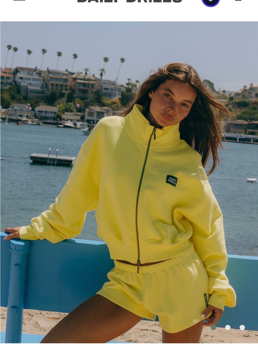 Daily Drills Neon Yellow Zip-Up Sweatshirt & Shorts Set